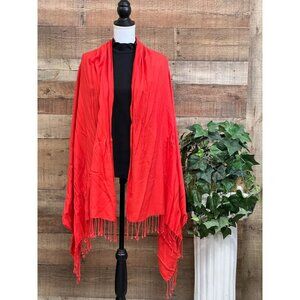 Orange Fringed Wrap Scarf